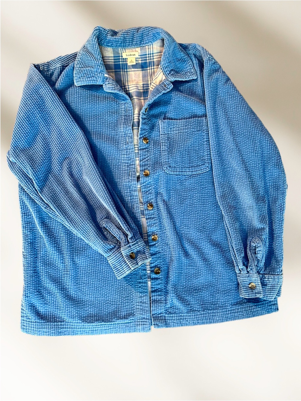 L.L. Bean Mens Light Blue Corduroy Button-Up Jacket